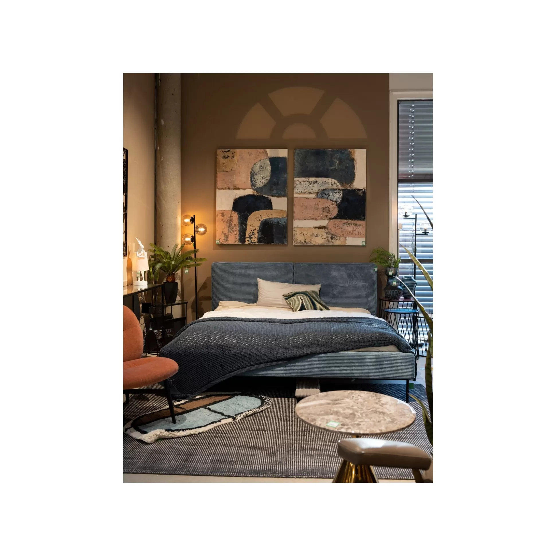 Lit East Side Cord Côtelé Bleu ^KARE Design Outlet