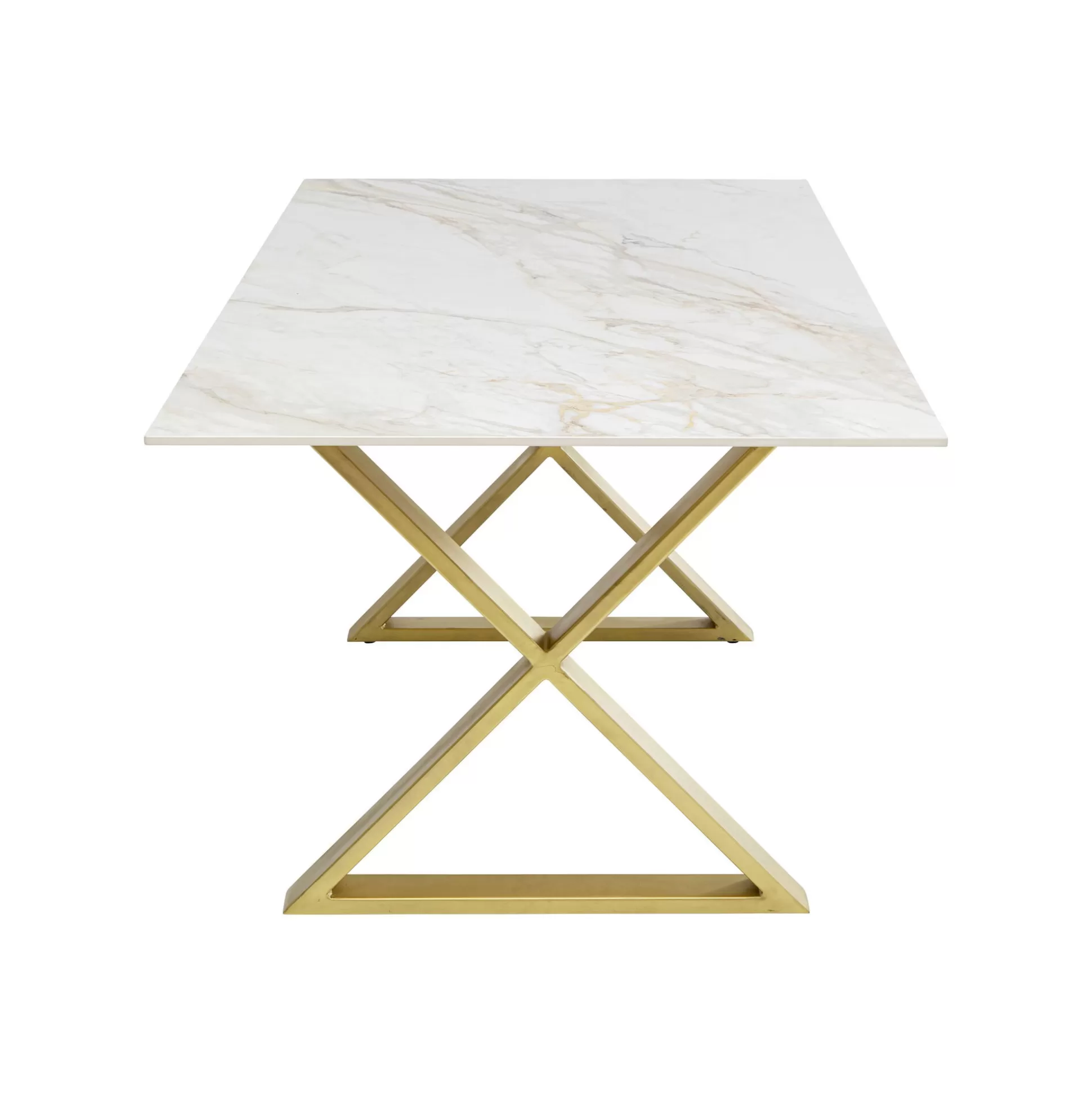 Table Eternity Cross Blanche Et Dorée 180x90cm ^KARE Design Best
