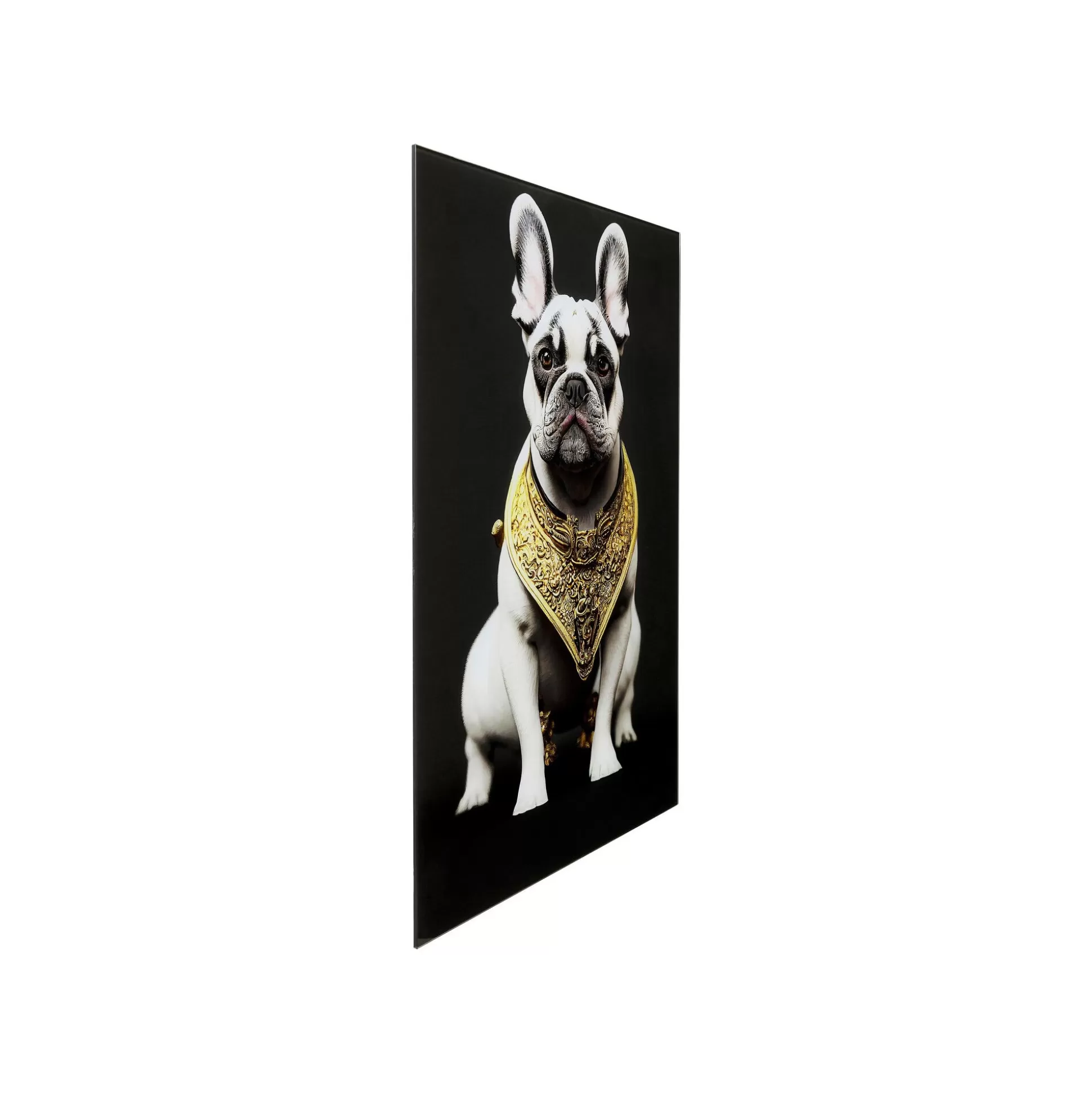 Tableau En Verre Bouledogue Collier Doré 40x60cm ^KARE Design Clearance