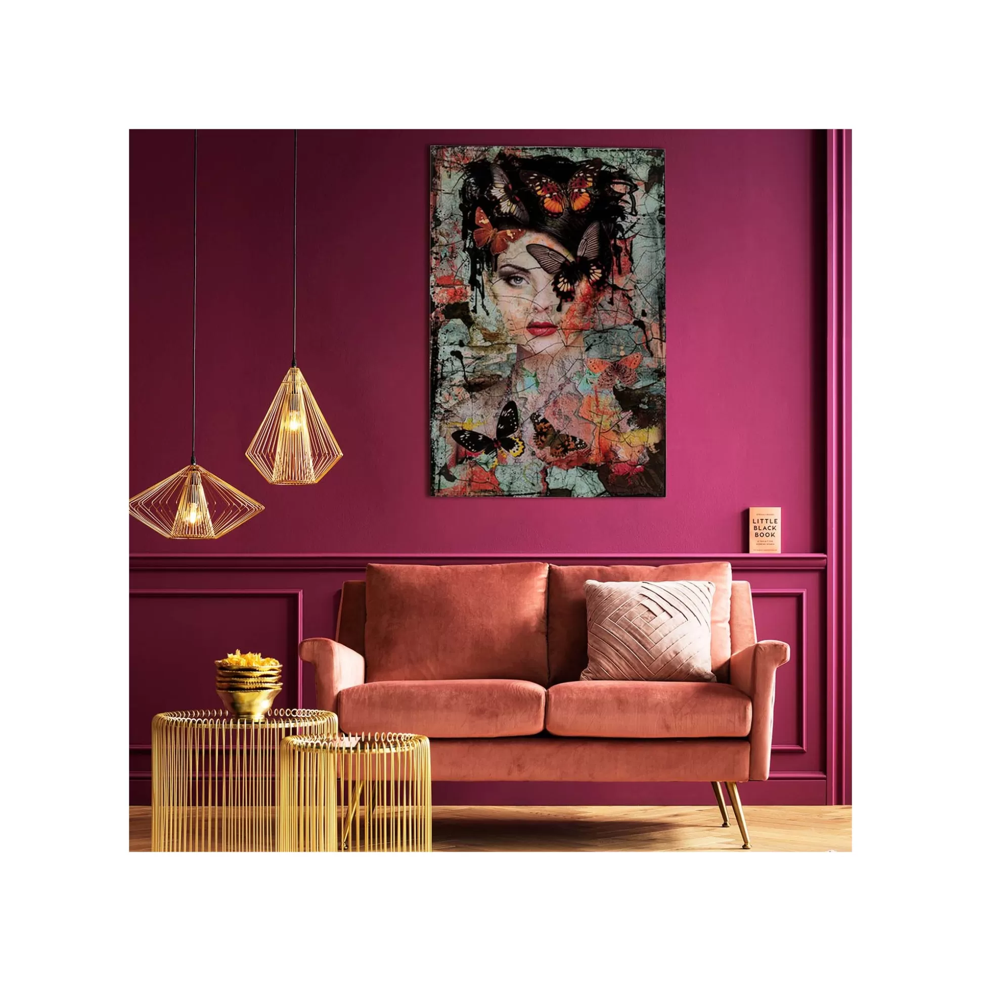 Tableau En Verre Femme Papillons Effet Brisé 100x150cm ^KARE Design Best